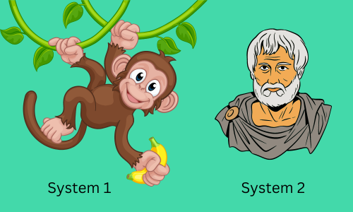 A System 1 monkey and a System 2 philosopher